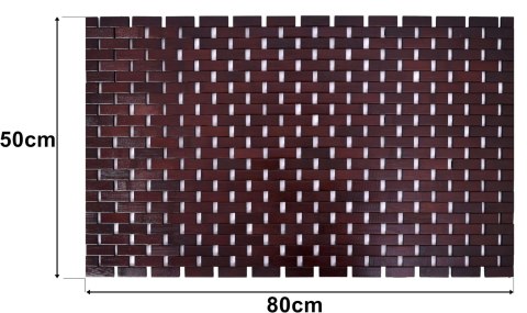 BAMBUSOWA MATA ŁAZIENKOWA 50X80 CM ALBA CIEMNY BRĄZ