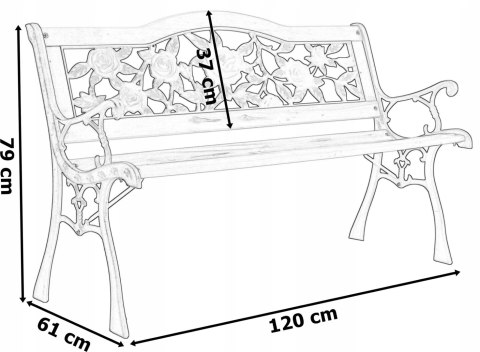 ŁAWKA OGRODOWA ŻELIWNA RÓŻA