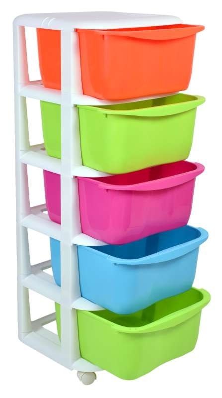 POJEMNIK NA ZABAWKI 5 SZUFLAD NA KÓŁKACH