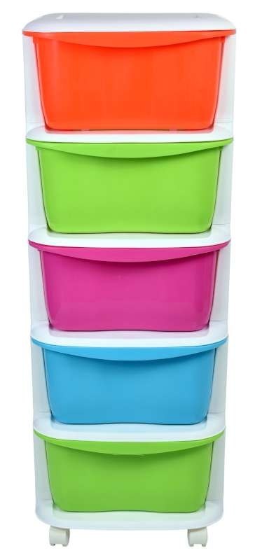 POJEMNIK NA ZABAWKI 5 SZUFLAD NA KÓŁKACH