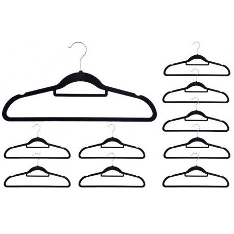 WIESZAK WELUROWY MAXI KOMPLET 10 SZT - CZARNY