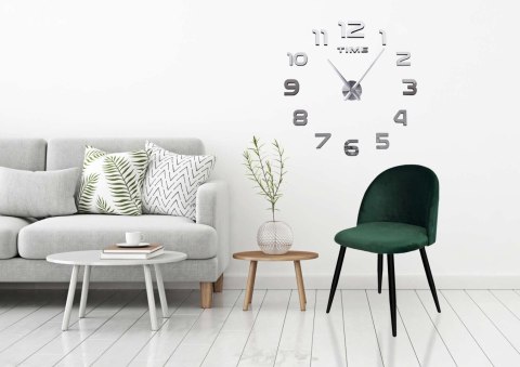 ZEGAR ŚCIENNY DIY NEPRI 65 - 130 CM - SREBRNY 3D