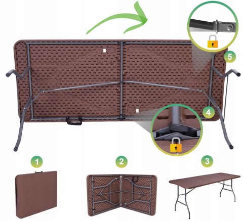 ZESTAW CATERINGOWY RATTAN STÓŁ 180 CM + 6 KRZESEŁ