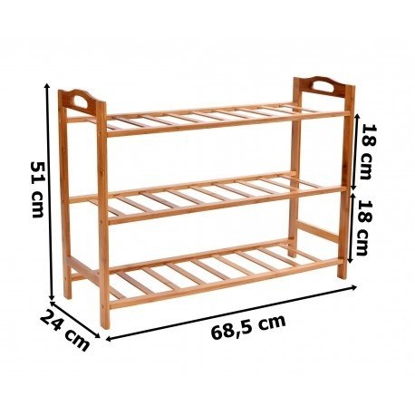 BAMBUSOWY REGAŁ NA BUTY 3 POZIOMY ASTARIA