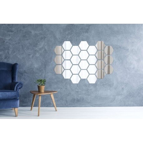 DEKORACYJNE LUSTRO AKRYLOWE HEX - SREBRNE