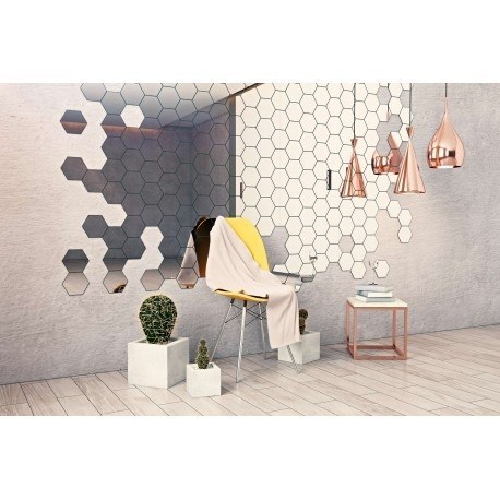 DEKORACYJNE LUSTRO AKRYLOWE HEX - SREBRNE