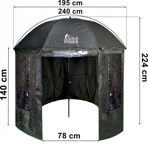 PARASOL WĘDKARSKI NAMIOT Z OSŁONĄ JUKON CIEMNOZIELONY