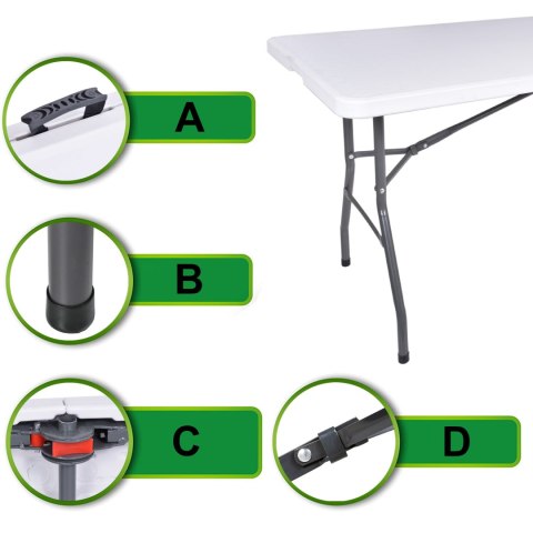 STÓŁ CATERINGOWY IMPRO SKŁADANY W WALIZKĘ 240 CM BIAŁY