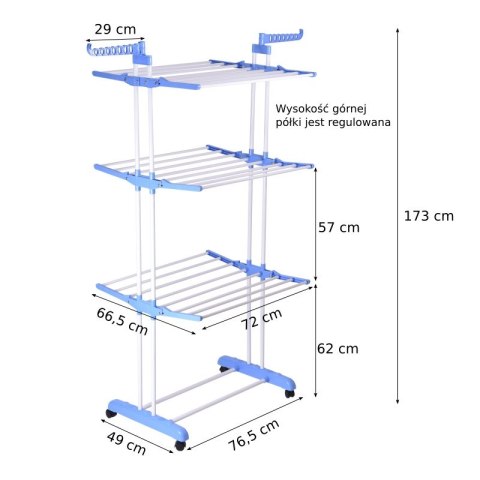SUSZARKA ROZKŁADANA NA KÓŁKACH SONORA NIEBIESKA