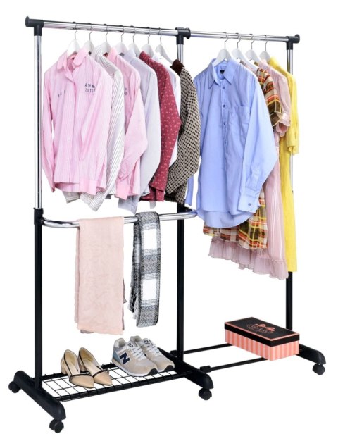 WIESZAK MOBILNY NA KÓŁKACH STOJĄCY RUFO CZARNY