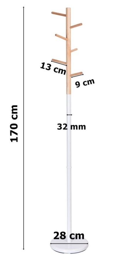 WIESZAK STOJĄCY ZITA 170 CM BIAŁY