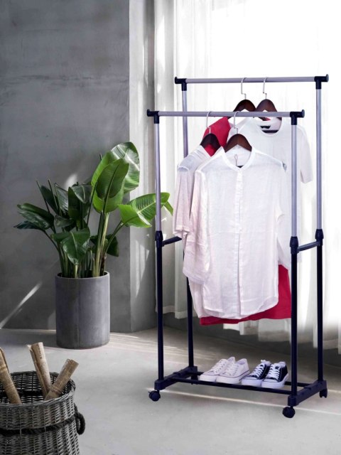 WIESZAK STOJĄCY NA KÓŁKACH MIA PODWÓJNY