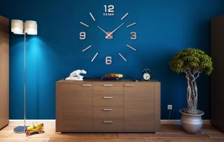 ZEGAR ŚCIENNY DIY BAST 3D SREBNY