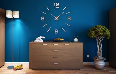 ZEGAR ŚCIENNY DIY BAST 3D SREBNY