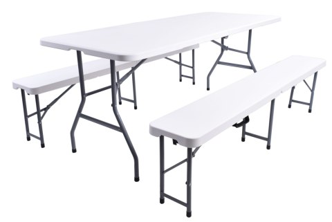 ZESTAW CATERINGOWY FETA WHITE STÓŁ + 2 ŁAWKI