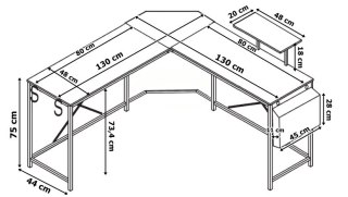 BIURKO NAROŻNE Z NADSTAWKĄ AMORA RUSTIC