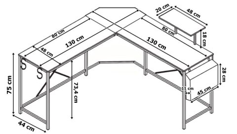 BIURKO NAROŻNE Z NADSTAWKĄ AMORA RUSTIC