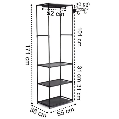 GARDEROBA SZAFA NA UBRANIA CZARNA MILENA