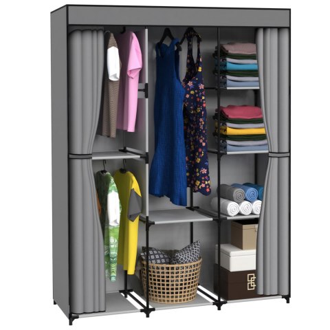 GARDEROBA Z 8 PÓŁKAMI CELINA ANTRACYT Z KURTYNĄ