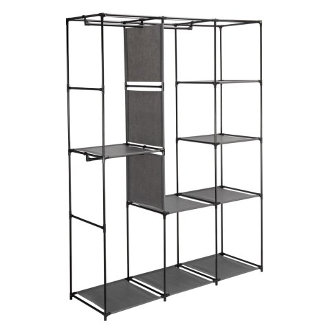 GARDEROBA Z 8 PÓŁKAMI CELINA ANTRACYT Z KURTYNĄ