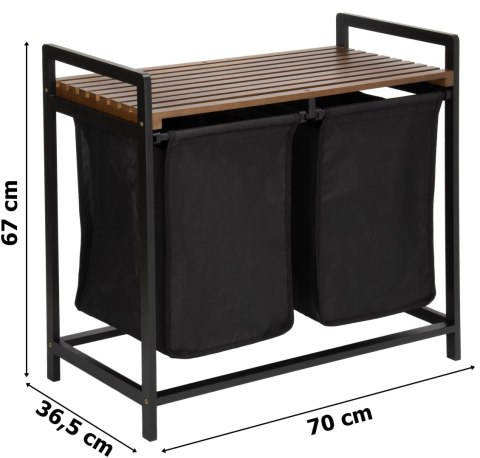 KOSZ NA PRANIE BAMBUSOWY HANOI BLACK CZARNY