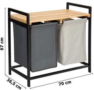 KOSZ NA PRANIE LUB ZABAWKI BAMBUSOWY HANOI BLACK 2 PRZEGRODY DUO KOLOR