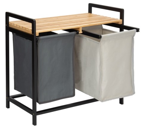 KOSZ NA PRANIE LUB ZABAWKI BAMBUSOWY HANOI BLACK 2 PRZEGRODY DUO KOLOR