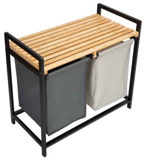 KOSZ NA PRANIE LUB ZABAWKI BAMBUSOWY HANOI BLACK 2 PRZEGRODY DUO KOLOR