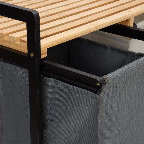 KOSZ NA PRANIE LUB ZABAWKI BAMBUSOWY HANOI BLACK 2 PRZEGRODY DUO KOLOR