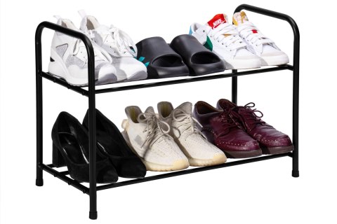 METALOWA PÓŁKA NA BUTY NORI CZARNA 2 POZIOMY