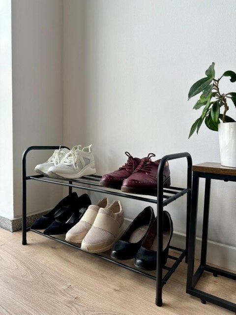 METALOWA PÓŁKA NA BUTY NORI CZARNA 2 POZIOMY