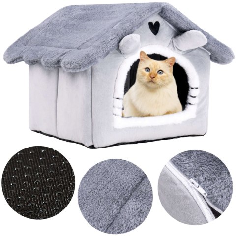 PLUSZOWY DOMEK DLA KOTA JASPER SZARY