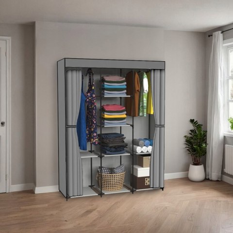 SZAFA TEKSTYLNA Z 8 PÓŁKAMI SONIA ANTRACYT Z KURTYNĄ