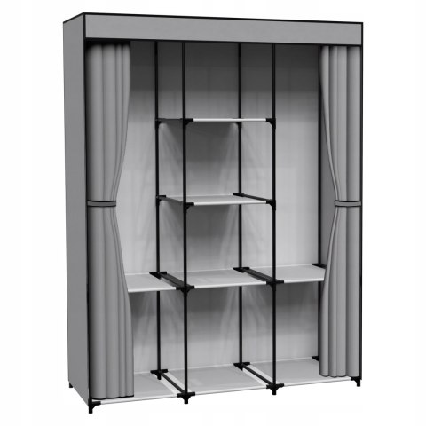 SZAFA TEKSTYLNA Z 8 PÓŁKAMI SONIA ANTRACYT Z KURTYNĄ