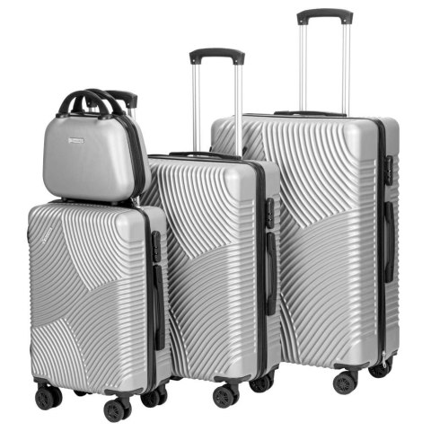 ZESTAW 4 WALIZEK PODRÓŻNYCH AZORES SREBRNY 4W1