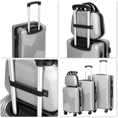 ZESTAW 4 WALIZEK PODRÓŻNYCH AZORES SREBRNY 4W1