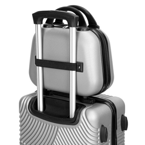 ZESTAW 4 WALIZEK PODRÓŻNYCH AZORES SREBRNY 4W1