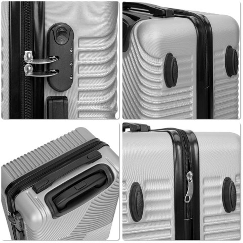 ZESTAW 4 WALIZEK PODRÓŻNYCH AZORES SREBRNY 4W1