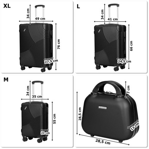 ZESTAW WALIZEK PODRÓŻNYCH AZORES CZARNY 4W1