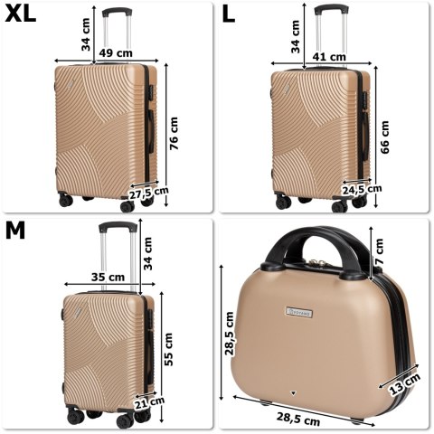 ZESTAW WALIZEK PODRÓŻNYCH AZORES ZŁOTY 4W1
