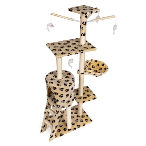 Drapak dla kota domek drzewo legowisko 138 cm XL odciski łapek Petsi Drapak dla kota domek drzewo legowisko 138 cm XL odciski łapek Petsi