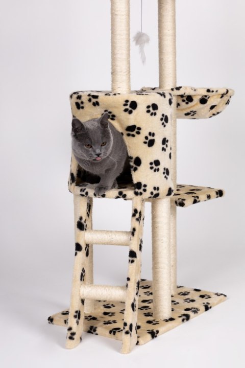 Drapak dla kota domek drzewo legowisko 138 cm XL odciski łapek Petsi Drapak dla kota domek drzewo legowisko 138 cm XL odciski łapek Petsi