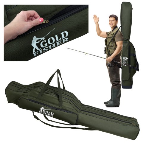 POKROWIEC NA WĘDKI 140 CM GOLD FISHER 3 KOMORY