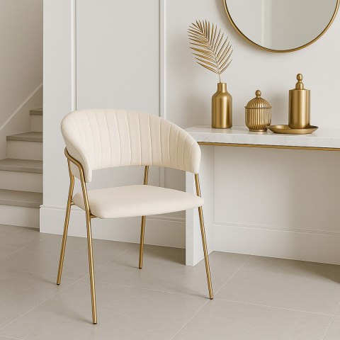 Krzesło welurowe beżowe COLIN GOLD