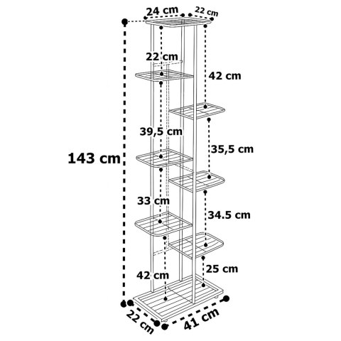 Kwietnik 8 poziomów NEST czarny