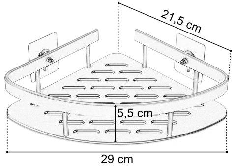 Półka narożna LUSAKA srebrna do łazienki