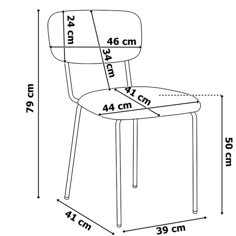 Krzesło welurowe LOUIS black czarne velvet