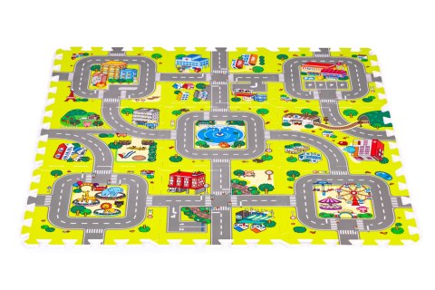 Mata piankowa dla dzieci miasto 9 elementów 90,5x90,5 cm IPLAY