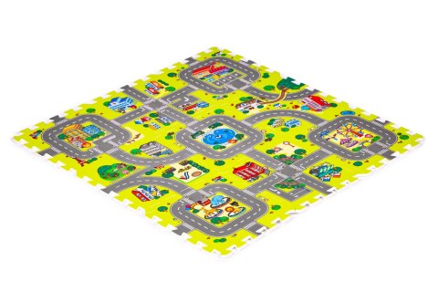 Mata piankowa dla dzieci miasto 9 elementów 90,5x90,5 cm IPLAY