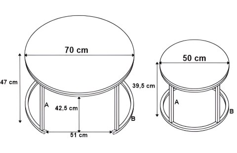 Stoliki kawowe loft Galen Craft Biały zestaw 2 sztuk